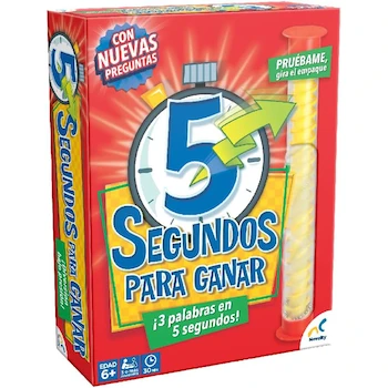 Imagen de referencia para Novelty Corp Juego de Mesa 5 Segundos para Ganar - Edición Agilidad Mental y Verbal para Niños y Adultos, Multicolor, 2-8 Jugadores, Español, Tamaño Estándar Familiar, Serie Juegos de Fiesta Rápidos, ASIN B07KGYBHTH