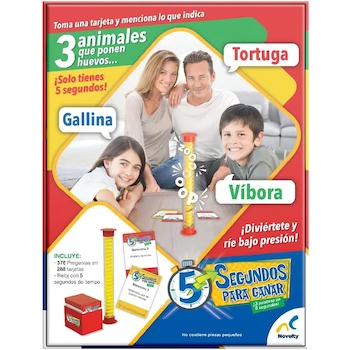 Imagen 5 de Novelty Corp Juego de Mesa 5 Segundos para Ganar - Edición Agilidad Mental y Verbal para Niños y Adultos, Multicolor, 2-8 Jugadores, Español, Tamaño Estándar Familiar, Serie Juegos de Fiesta Rápidos, ASIN B07KGYBHTH