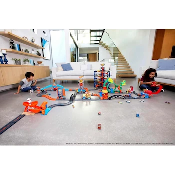 Imagen 2 de Hot Wheels City Pista de Juguete Paquete de Construcción HDN95 Multicolor, 10 Piezas con 1 Vehículo 1:64, Serie Expansion Track Pack, Tamaño 52.39x81.28x10 cm, Peso 465g, para Niños de 4 Años en Adelante