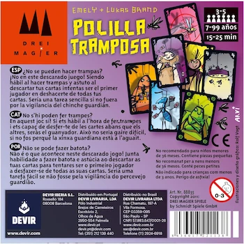 Imagen 2 de Devir Bichos Serie: Polilla Tramposa - Juego de Mesa de Cartas Multicolor, para 3-5 Jugadores, Edad 7 Años en Adelante, Modelo 221138, Dimensiones 11 x 3.5 x 11 cm, Peso 150 g, ASIN B00BBYDARY