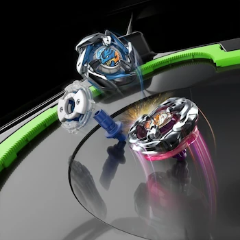 Imagen 2 de Beyblade X Set de Batalla Xtreme Beystadium - Estadio Grande Circular de 4 Discos, 2 Lanzadores de 4 Modos, 2 Beys Dran Sword y Keel Shark, Serie X, Edad 8+, Multicolor, Tamaño Grande para 2 Jugadores