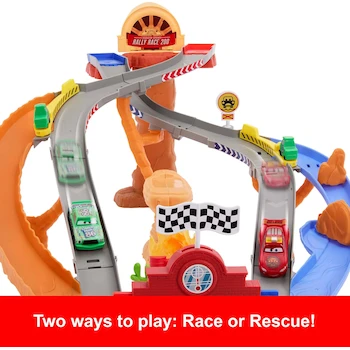 Imagen 4 de Cars de Disney y Pixar Mattel Pista de Juguete Carrera al Rescate para Niños de 4+ Años, Set de Carrera con Vehículos y Accesorios, Serie Disney Pixar Cars, Color Multicolor, Tamaño Estándar para Juego Infantil