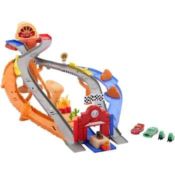 Imagen 5 de Cars de Disney y Pixar Mattel Pista de Juguete Carrera al Rescate para Niños de 4+ Años, Set de Carrera con Vehículos y Accesorios, Serie Disney Pixar Cars, Color Multicolor, Tamaño Estándar para Juego Infantil