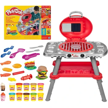 Imagen de referencia para Play-Doh Set de Masas Moldeables La Parrillada Divertida, Serie Kitchen Creations, Multicolor con 10 Latas, Modelo G0500, 17 Accesorios, Tamaño Compacto para Niños +3 Años