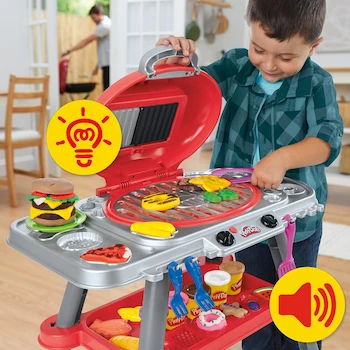 Imagen 3 de Play-Doh Set de Masas Moldeables La Parrillada Divertida, Serie Kitchen Creations, Multicolor con 10 Latas, Modelo G0500, 17 Accesorios, Tamaño Compacto para Niños +3 Años