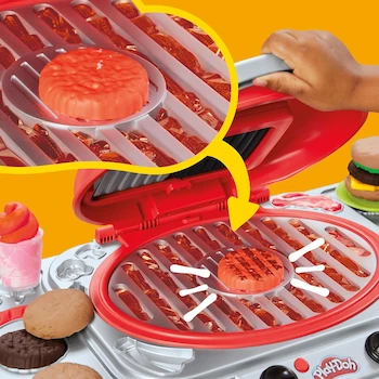 Imagen 4 de Play-Doh Set de Masas Moldeables La Parrillada Divertida, Serie Kitchen Creations, Multicolor con 10 Latas, Modelo G0500, 17 Accesorios, Tamaño Compacto para Niños +3 Años