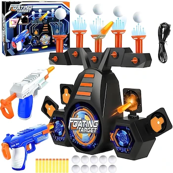 Imagen de referencia para Objetivo de Tiro Electrónico Ajustable con Pelota Suspendida y 2 Pistolas de Juguete Recargable por USB, Juego Flotante para Niños a Partir de 8 Años, Regalo de Navidad