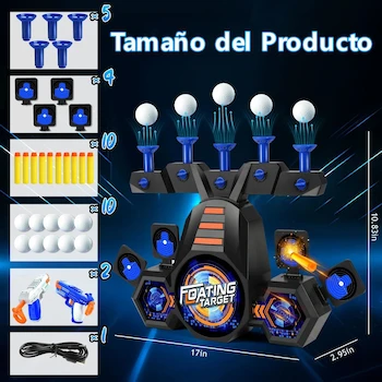 Imagen 2 de Objetivo de Tiro Electrónico Ajustable con Pelota Suspendida y 2 Pistolas de Juguete Recargable por USB, Juego Flotante para Niños a Partir de 8 Años, Regalo de Navidad