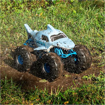 Imagen 2 de Monster Jam RC Megalodon Storm - Camión de Control Remoto a Escala 1:15, Vehículo Monstruoso de Arena Radio Control, Edición Limitada Spin Master, Tamaño 10 Pulgadas, Color Gris y Verde, para Niños 4+ Años