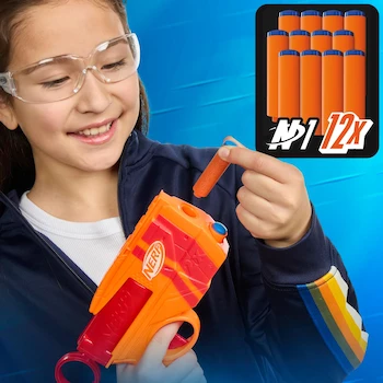 Imagen 4 de NERF N Series Duo Pack - 2 Lanzadores Ward N1 Vortex (Azul y Naranja), 12 Dardos N1 Compatibles, Serie N para Niños +8 Años, Capacidad 6 Dardos Cada Uno, Juegos al Aire Libre