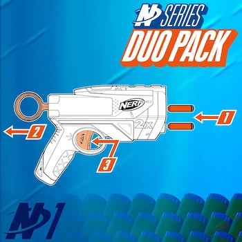 Imagen 5 de NERF N Series Duo Pack - 2 Lanzadores Ward N1 Vortex (Azul y Naranja), 12 Dardos N1 Compatibles, Serie N para Niños +8 Años, Capacidad 6 Dardos Cada Uno, Juegos al Aire Libre