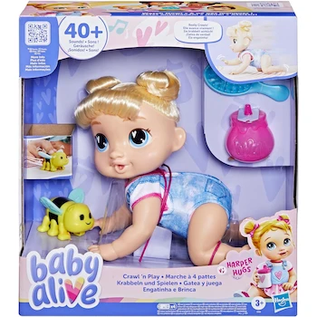 Imagen de referencia para Baby Alive Muñeca Gatea y Juega Harper Hugs, Modelo B0CQ3QLY19, Color Rosa, Muñeca Interactiva de 11 Pulgadas para Niñas de 3 Años en Adelante, Serie Baby Alive