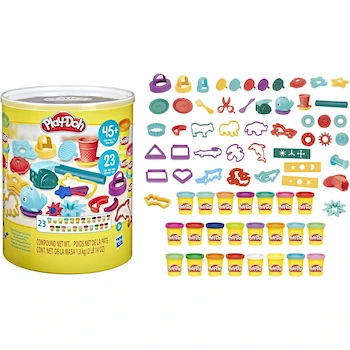 Imagen 3 de Play-Doh Hasbro MegaSet de Creación - Kit de Manualidades Multicolor con 48 Accesorios y 23 Latas de Compuesto de Modelado (56 g c/u), Serie Play-Doh, Modelo B09W6H5KJ8, para 3 Años en Adelante