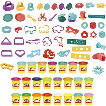 Imagen 4 de Play-Doh Hasbro MegaSet de Creación - Kit de Manualidades Multicolor con 48 Accesorios y 23 Latas de Compuesto de Modelado (56 g c/u), Serie Play-Doh, Modelo B09W6H5KJ8, para 3 Años en Adelante
