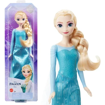 Imagen de referencia para Muñeca Mattel Disney Frozen Elsa con Look Reina de Hielo Azul, Capa y Falda Suaves, Zapatos, Cabello Rubio Largo en Trenza Lateral, Tamaño 29 cm, Modelo HLW47, para Niños +3 Años