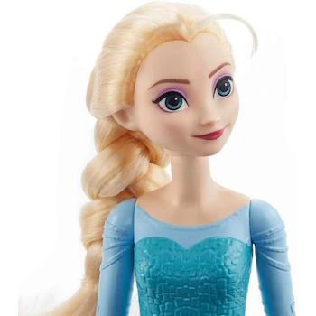 Imagen 3 de Muñeca Mattel Disney Frozen Elsa con Look Reina de Hielo Azul, Capa y Falda Suaves, Zapatos, Cabello Rubio Largo en Trenza Lateral, Tamaño 29 cm, Modelo HLW47, para Niños +3 Años