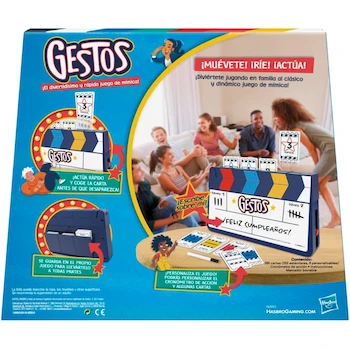Imagen 5 de Hasbro Gaming Juego de Mesa Gestos con Claqueta, Edición Familiar para 4+ Jugadores, Juego de Cartas de Adivinanzas y Mímica en Español, Azul, para Niños 8 Años en Adelante, 200 Tarjetas, ASIN B0CDN6XHWV