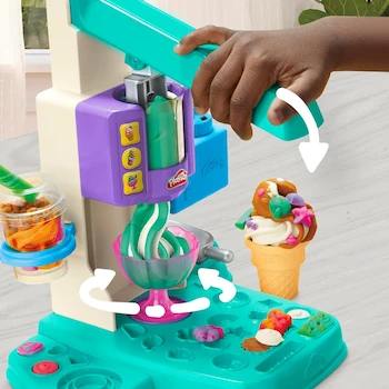Imagen 3 de Play-Doh Heladería Remolino Arcoíris Multicolor con 7 Accesorios de Cocina de Juguete, 5 Latas de Masa Moldeable (284 g Total), Modelo G0028, para Niños +3 Años