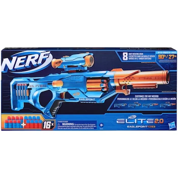 Imagen 4 de NERF Hasbro Elite 2.0 Eaglepoint RD-8 - Lanzador de Dardos Bolt Action con Tambor de 8 Dardos, Cañón Desmontable, Mira Elite, 16 Dardos Nerf Elite Oficiales, Serie Elite 2.0 Eaglepoint, para Niños y Niñas desde 8 Años