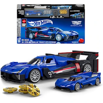 Imagen de referencia para Mattel Brick Shop Hot Wheels Serie Speed Juguete de Construcción Cadillac Project GTP Hypercar Escala 1:32 con 236 Piezas, Hoja de Decales, Auto Die-Cast Exclusivo de Metal y Placa de Colección