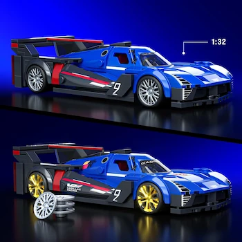 Imagen 3 de Mattel Brick Shop Hot Wheels Serie Speed Juguete de Construcción Cadillac Project GTP Hypercar Escala 1:32 con 236 Piezas, Hoja de Decales, Auto Die-Cast Exclusivo de Metal y Placa de Colección