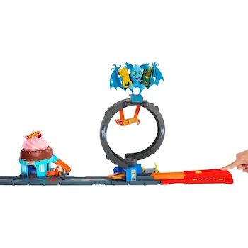 Imagen 5 de Hot Wheels City Pista de Juguete Ataque de Murciélago para Niños de 4 Años en Adelante, Set de 3 Piezas con Vehículo de 1:64 Escala, Diseño Multicolor, Serie City Aventuras, Tamaño Grande para Construcción Expandible