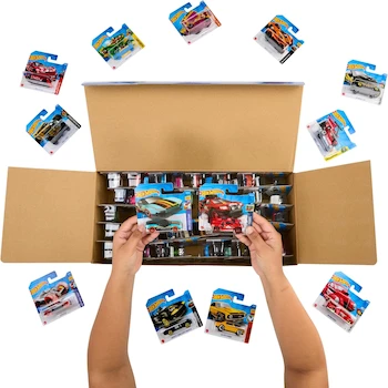 Imagen 3 de Hot Wheels Die Cast Basics 50-Pack Toy Vehicles: Assorted 1:64 Scale Cars and Trucks, Model V6697, Themed Packaging for Children 3 Years and Up