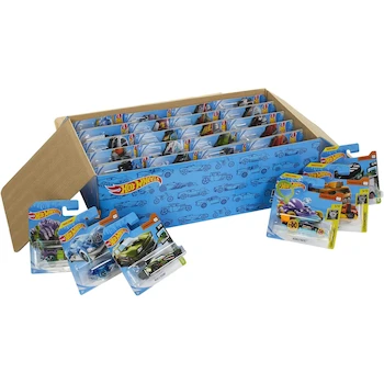 Imagen 4 de Hot Wheels Die Cast Basics 50-Pack Toy Vehicles: Assorted 1:64 Scale Cars and Trucks, Model V6697, Themed Packaging for Children 3 Years and Up