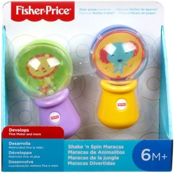 Imagen 4 de Fisher-Price Maracas de Animalitos Shake 'n Spin, Juguete Musical para Bebés de 6 Meses en Adelante, Set de 2 Maracas Multicolor con Diseños de León y Elefante, Altura 6.5 Pulgadas, Material Plástico, Modelo B01ASVCTEA