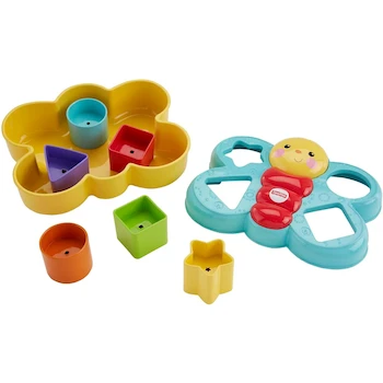 Imagen 4 de Fisher-Price Mariposa de Bloques Divertidos Clasificador de Formas Multicolor, 6 Bloques, Modelo CDC22, para Bebés de 6 Meses en Adelante