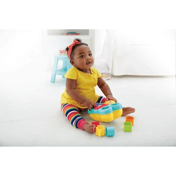 Imagen 5 de Fisher-Price Mariposa de Bloques Divertidos Clasificador de Formas Multicolor, 6 Bloques, Modelo CDC22, para Bebés de 6 Meses en Adelante