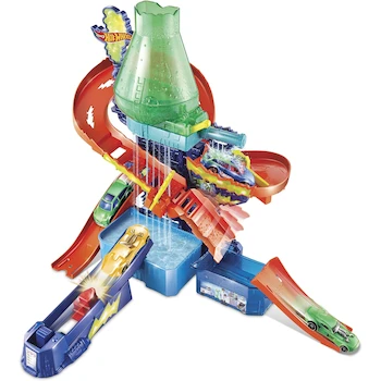 Imagen de referencia para Hot Wheels Pista City Color Shifters Laboratorio Científico Set de Juego con Cambio de Color, Vehículo Incluido, para Niños de 4 Años, Serie Color Shifters, Tamaño Grande con 8 Piezas y Rampas, Color Azul y Multicolor