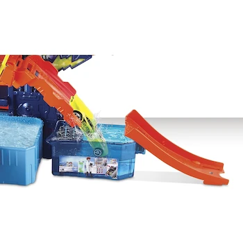 Imagen 5 de Hot Wheels Pista City Color Shifters Laboratorio Científico Set de Juego con Cambio de Color, Vehículo Incluido, para Niños de 4 Años, Serie Color Shifters, Tamaño Grande con 8 Piezas y Rampas, Color Azul y Multicolor