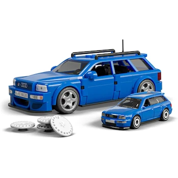 Imagen 3 de Mattel Brick Shop Hot Wheels Juguete de Construcción Speed '94 Audi Avant RS2, Escala 1:32, Auto Exclusivo de Metal Die-Cast, Incluye Placa de Colección, Color Plata/Verde, Serie Brick Builder, Tamaño Estándar 1:32
