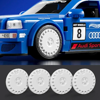 Imagen 4 de Mattel Brick Shop Hot Wheels Juguete de Construcción Speed '94 Audi Avant RS2, Escala 1:32, Auto Exclusivo de Metal Die-Cast, Incluye Placa de Colección, Color Plata/Verde, Serie Brick Builder, Tamaño Estándar 1:32