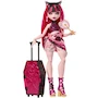 Miniatura de Muñeca Monster High Skulltimate Secrets Draculaura de la Serie Destination Gore-geous Oasis, Modelo JDR50, Tamaño 12.6 pulgadas de alto, Colores Principalmente Rosa y Negro