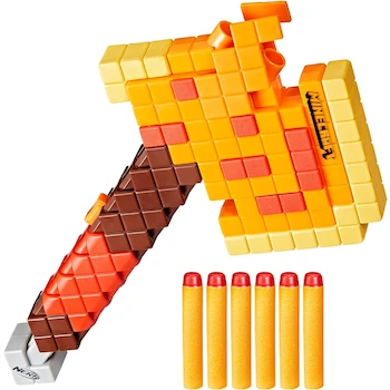 Imagen de referencia para Nerf Minecraft Firebrand Dart Blasting Axe, 6 Elite Foam Darts, Game-Inspired Minecraft Axe Design, Pull-Back Priming, Minecraft Toys Series
