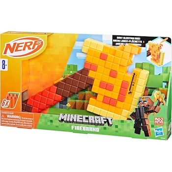 Imagen 3 de Nerf Minecraft Firebrand Dart Blasting Axe, 6 Elite Foam Darts, Game-Inspired Minecraft Axe Design, Pull-Back Priming, Minecraft Toys Series