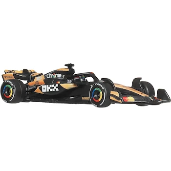 Imagen 2 de Hot Wheels Collector Premium Fórmula 1 McLaren MCL38 Lando Norris #4 en Naranja y Negro, Auto de Carreras Die-Cast 1:64 con Llantas Real Riders y Base de Exhibición para Coleccionistas