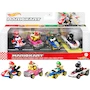 Miniatura de Hot Wheels Mario Kart Paquete de 4 Vehículos Die-cast a Escala 1:64 con Mario, Luigi, Bowser y Yoshi Negro Exclusivo Amazon