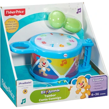 Imagen de referencia para Fisher-Price Tambor Canta Conmigo Ríe y Aprende Juguete Interactivo para Bebés 6 Meses+ Luces Colores Baqueta Sonaja Música Frases Ritmo Aprendizaje Musical Modelo B01G23L06Q