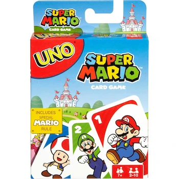 Imagen de referencia para UNO Super Mario Bros Juego de Cartas Edición Temática, Serie Super Mario Bros, Modelo DRD00, 112 Cartas, Multicolor (Rojo, Azul, Verde, Blanco)