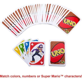 Imagen 3 de UNO Super Mario Bros Juego de Cartas Edición Temática, Serie Super Mario Bros, Modelo DRD00, 112 Cartas, Multicolor (Rojo, Azul, Verde, Blanco)