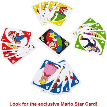 Imagen 5 de UNO Super Mario Bros Juego de Cartas Edición Temática, Serie Super Mario Bros, Modelo DRD00, 112 Cartas, Multicolor (Rojo, Azul, Verde, Blanco)