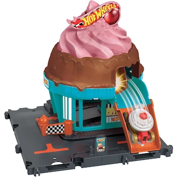 Imagen 3 de Hot Wheels City Pista de Juguete Heladería HTN77 Set con 1 Auto a Escala 1:64 Serie Downtown Ice Cream Swirl para Niños de 3 Años en Adelante