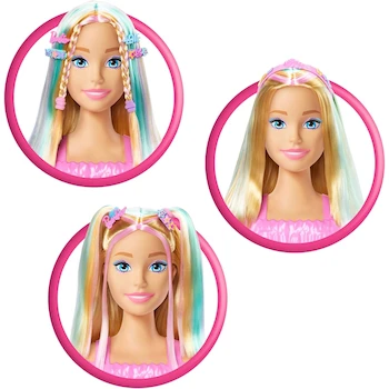 Imagen 4 de Barbie Styling Head Muñeca con Cabello Rubio y Mechas de Colores Pastel, Modelo JFG81, Serie Barbie, para Niñas de 3 Años en Adelante