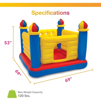 Imagen 3 de Intex 48259NP Jump-O-Lene Castillo Inflable Bouncer Multicolor, 175 x 175 x 135 cm, para Edades 3-6 Años, Capacidad Máxima 54 kg (hasta 2 Niños), Serie Jump-O-Lene