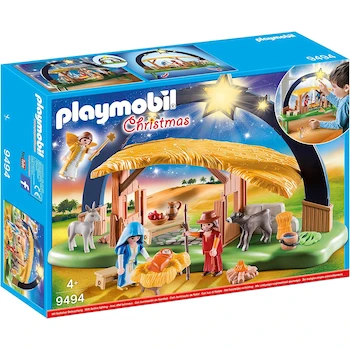 Imagen alusiva al producto Playmobil Nacimiento Belén Iluminado con Establo Pesebre María José Niño Jesús Ángel Animales Linterna Modelo 5588 Christmas