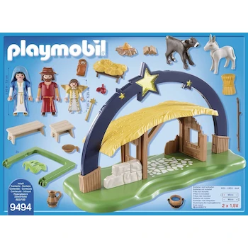 Imagen 3 de Playmobil Nacimiento Belén Iluminado con Establo Pesebre María José Niño Jesús Ángel Animales Linterna Modelo 5588 Christmas
