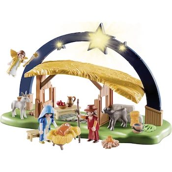Imagen 4 de Playmobil Nacimiento Belén Iluminado con Establo Pesebre María José Niño Jesús Ángel Animales Linterna Modelo 5588 Christmas